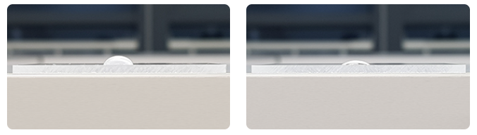 PMMA等離子處理前后水滴角對比 PMMA等離子處理前后水滴角對比